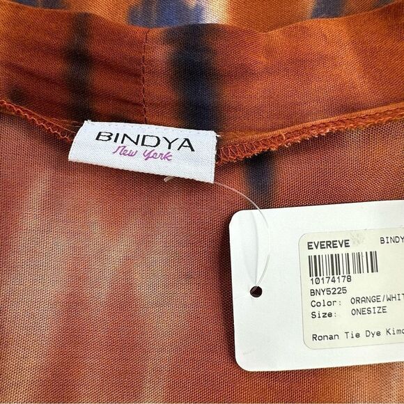 NWT EVEREVE Ronan Bindya Tie-dye Kimono One Size Fits Most Rust White Blue - Picture 5 of 14